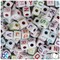 BeadTin White Opaque 10mm Cube Plastic Alpha Beads - Colored Letter Mix (100pcs)